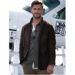Chris Hemsworth Brown Suede Leather Jacket